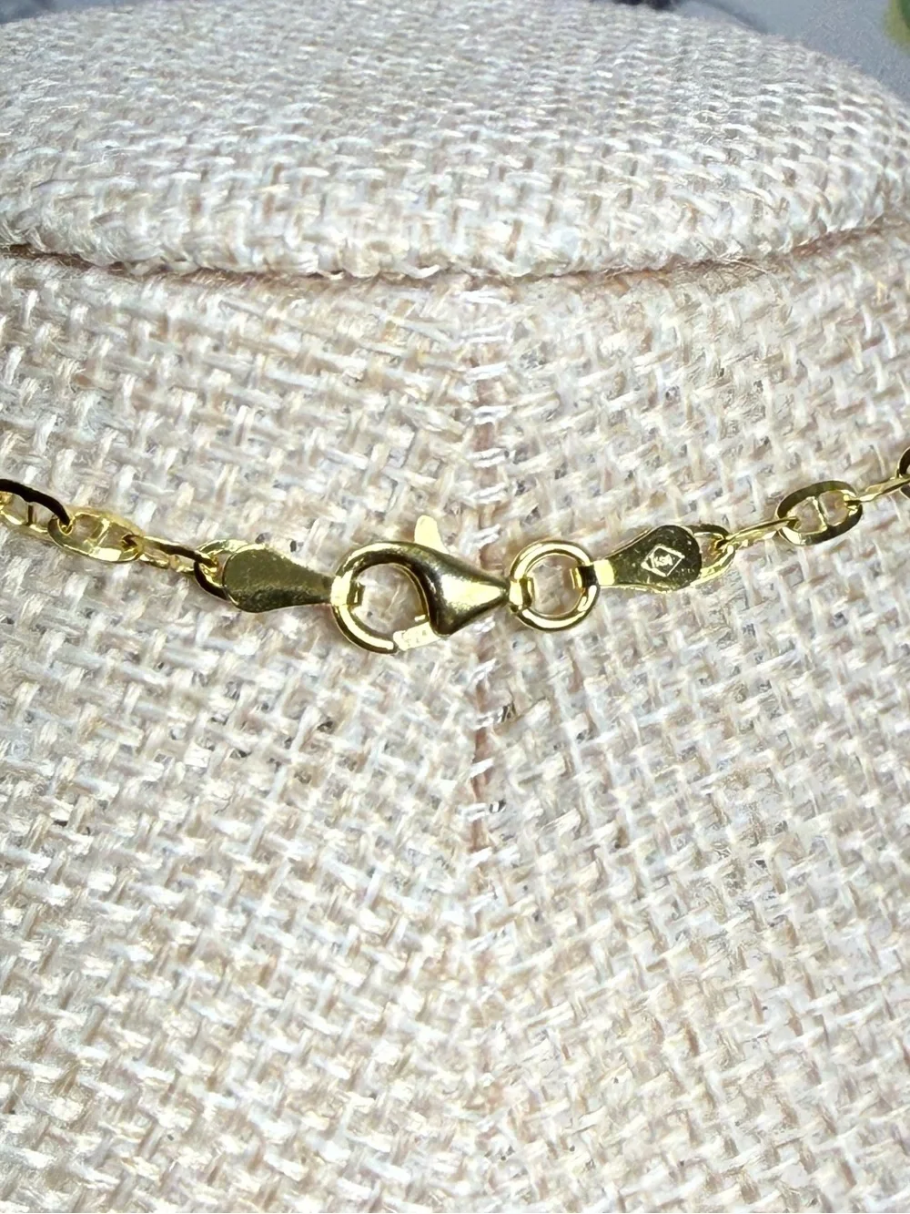 TriColor Gold Plated Sterling Silver Chain Necklace-New